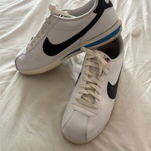 Men's White and Black Nike Cortez